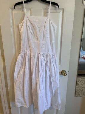Women’s White Eyelet Sundress - Sleeveless Smocked Waist
